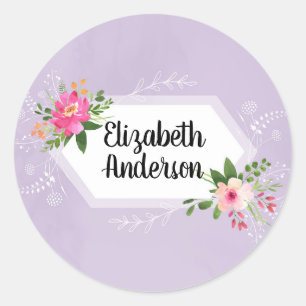 Waterverf bloemen noemen trendy boho ronde sticker