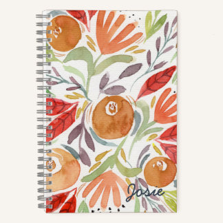 Waterverf Bloemen Notitieboek Rozen in Warm Sinaas