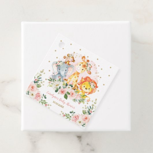 Waterverf Bloemen oerwoud Safari Wilde Baby Dieren Bedankjes Labels (In situ)