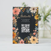 Waterverf Bloemen op Dark Quinceañera CUSTOM QR Informatiekaartje (Staand voorkant)