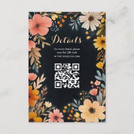 Waterverf Bloemen op Dark Quinceañera CUSTOM QR Informatiekaartje