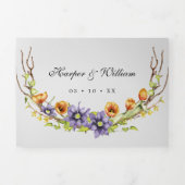 Waterverf bloemen op één bruiloft drieluik uitnodiging (Cover)