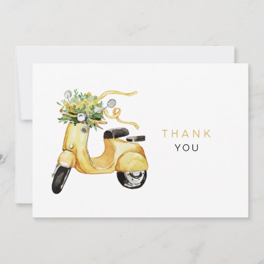 Waterverf Bloemen op een Scooter Custom Bedankt (Voorkant)