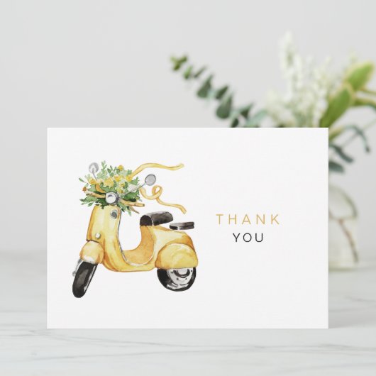 Waterverf Bloemen op een Scooter Custom Bedankt (Staand voorkant)