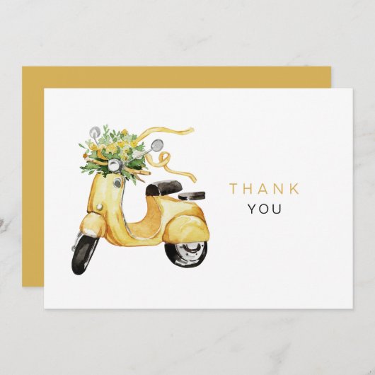 Waterverf Bloemen op een Scooter Custom Bedankt (Voorkant / Achterkant)