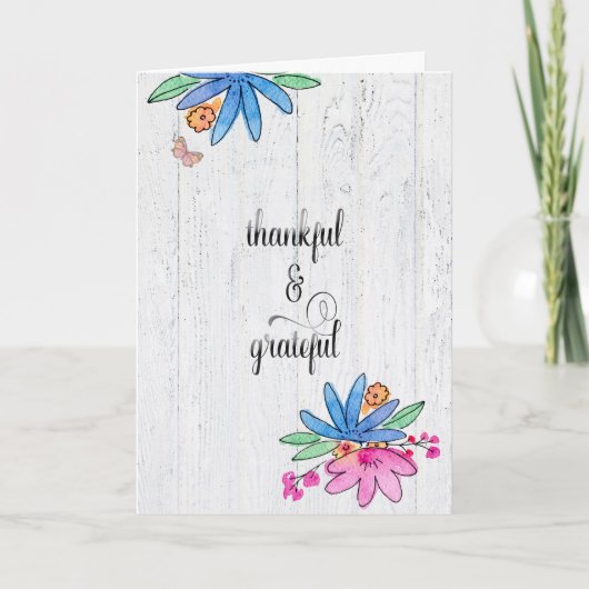 waterverf bloemen op hout bedankt (Voorkant)