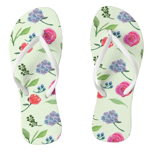 Waterverf Bloemen Paar Teenslippers (Voetbed)