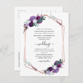 Waterverf Bloemen Paarse Bloom Bruiloft Uitnodiging Briefkaart (Voorkant / Achterkant)