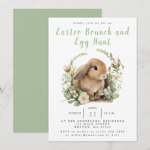 Waterverf Bloemen Pasen Brunch en Eiers zoeken Kaart