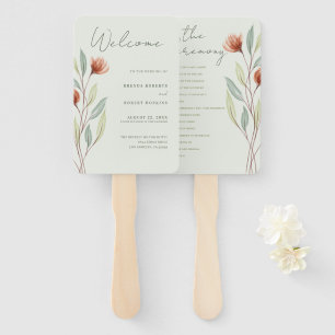 Waterverf Bloemen Pastel Groen Handwaaier