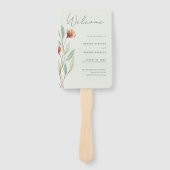 Waterverf Bloemen Pastel Groen Handwaaier (Voorkant)