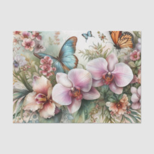 Waterverf Bloemen pastelkleuren orchis Tissuepapier