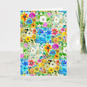 Waterverf Bloemen Patchwork Gepersonaliseerde Verj Kaart (Voorkant)