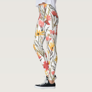  Waterverf Bloemen Patroon Botanische Bloemen Leggings