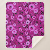 Waterverf Bloemen Patroon in Berry Magenta Sherpa Deken (Voorkant)