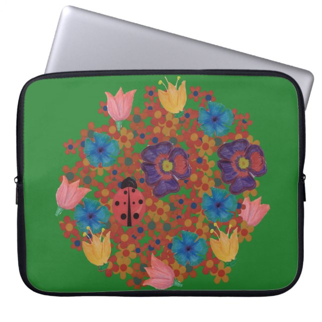  waterverf bloemen patroon laptop sleeve (Voorkant)