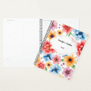 Waterverf Bloemen Patroon Persoonlijke tuin Planner
