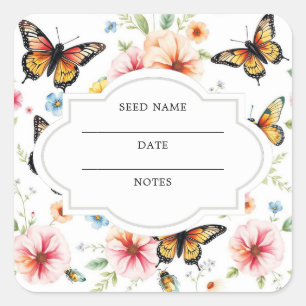 Waterverf bloemen patroon seed saver envelop vierkante sticker