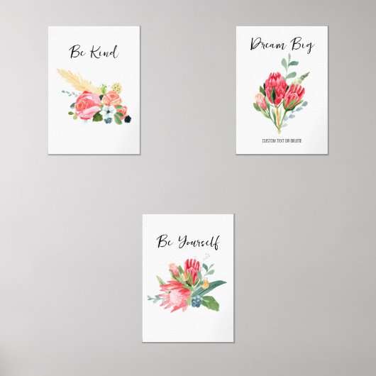 Waterverf Bloemen Positieve Bevestiging Aangepaste Muurkunst Sets (Voorkant)