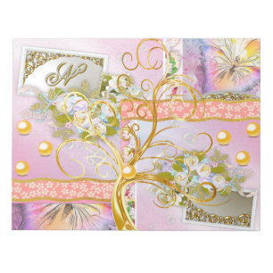Waterverf Bloemen Regenboog Vlinder Gouden Boom Pe Notitieblok