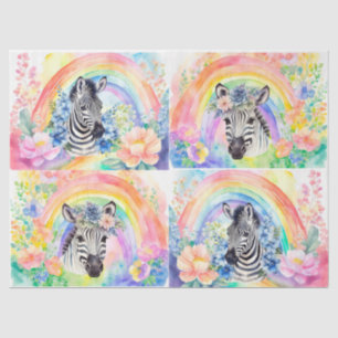 Waterverf Bloemen Regenboog & Zebra Decoupage Tissuepapier