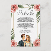 Waterverf Bloemen Romantische bruid en bruidegom b Informatiekaartje (Voorkant)
