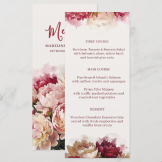 Waterverf Bloemen | Romantische Pioen Ontvangst Menu