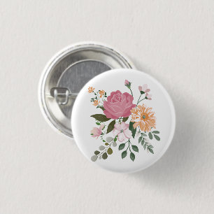 Waterverf bloemen ronde button 3,2 cm