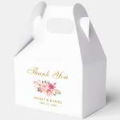 Waterverf Bloemen Roze Blush Goud Bruiloft Bedankt Bedankdoosjes (Voorkant)