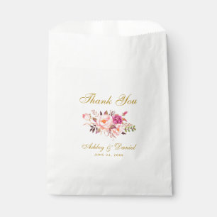 Waterverf Bloemen Roze Blush Goud Bruiloft Bedankt Bedankzakje
