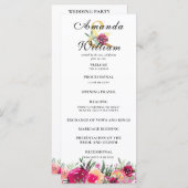 Waterverf Bloemen Roze Huwelijksceremonie Programm Programma (Voorkant / Achterkant)