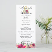Waterverf Bloemen Roze Huwelijksceremonie Programm Programma (Staand voorkant)