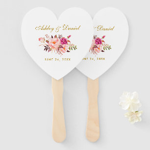 Waterverf Bloemen Roze Rose Blush Huwelijk Hart Handwaaier