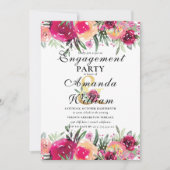 Waterverf Bloemen Roze Verlovingsfeest Kaart (Voorkant)