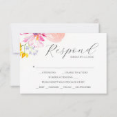Waterverf Bloemen RSVP Kaarten voor Bruiloft (Voorkant)