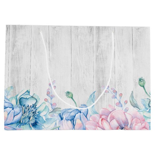 Waterverf Bloemen & Rustiek Hout Elegante Boerderi Groot Cadeauzakje (Achterkant)