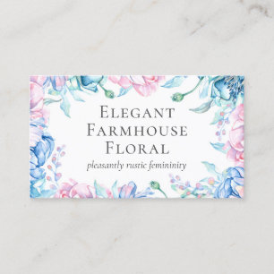 Waterverf Bloemen & Rustiek Hout Elegante Landelij Visitekaartje