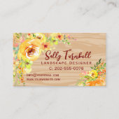 Waterverf Bloemen Rustiek Hout Visitekaartje (Voorkant)