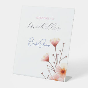 Waterverf Bloemen Schattige Vrijgezellenfeest Reclamebord Met Voetstuk