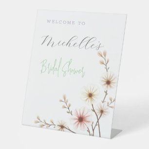 Waterverf Bloemen Schattige Vrijgezellenfeest Reclamebord Met Voetstuk