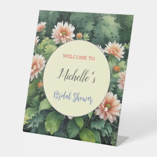 Waterverf Bloemen Schattige Vrijgezellenfeest Reclamebord Met Voetstuk