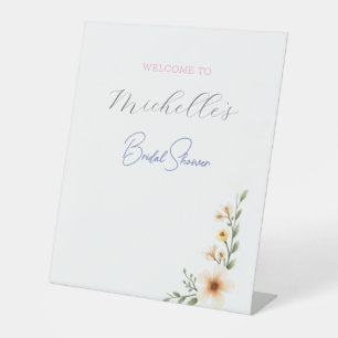 Waterverf Bloemen Schattige Vrijgezellenfeest Reclamebord Met Voetstuk