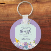 Waterverf Bloemen Schriftvers gepersonaliseerd Sleutelhanger (Voorkant)
