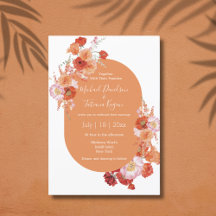 waterverf Bloemen sinaasappel Roze Moderne bruilof