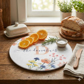 Waterverf Bloemen Snijplank met Monogram