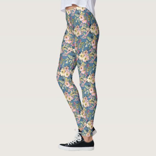  Waterverf bloemen Stationair Leggings (Links)
