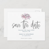 Waterverf Bloemen Stijlvol script Save the date Briefkaart (Voorkant / Achterkant)
