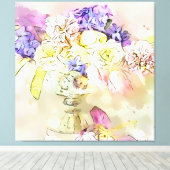 *~ Waterverf Bloemen Stilleven Bloemen AP56 Canvas Afdruk (Insitu (Houten vloer))