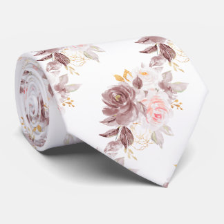 Waterverf Bloemen Stof Roze Blozende Roze Rozen   Stropdas