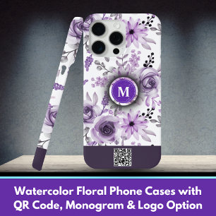 Waterverf Bloemen Telefoonhoesjes met QR-code, Mon iPhone 15 Pro Max Hoesje
